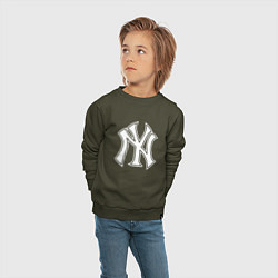 Свитшот хлопковый детский New York yankees - baseball logo, цвет: хаки — фото 2