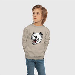 Свитшот хлопковый детский Оскал панды, цвет: миндальный — фото 2