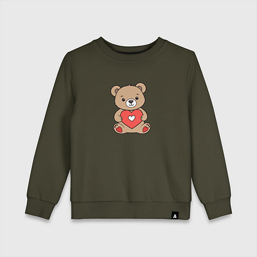 Детский свитшот Медвежонок с сердечком / Хаки – фото 1