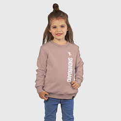 Свитшот хлопковый детский Сноуборд круче лыж, цвет: пыльно-розовый — фото 2