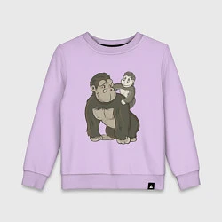 Свитшот хлопковый детский Мультяшная горилла с детенышем, цвет: лаванда