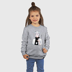 Свитшот хлопковый детский Сатору Годжо и зайчик - Магическая битва, цвет: меланж — фото 2