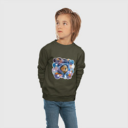 Свитшот хлопковый детский Мем капибара в капюшоне: несу тепло и уют, цвет: хаки — фото 2