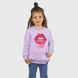 Свитшот хлопковый детский I love you lips, цвет: лаванда — фото 2