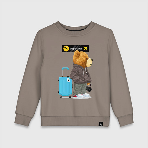 Детский свитшот Плюшевый медведь путешественник / Утренний латте – фото 1