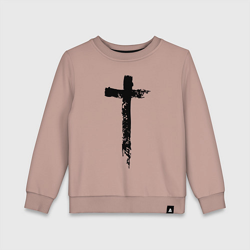 Детский свитшот Крест простой графика / Пыльно-розовый – фото 1