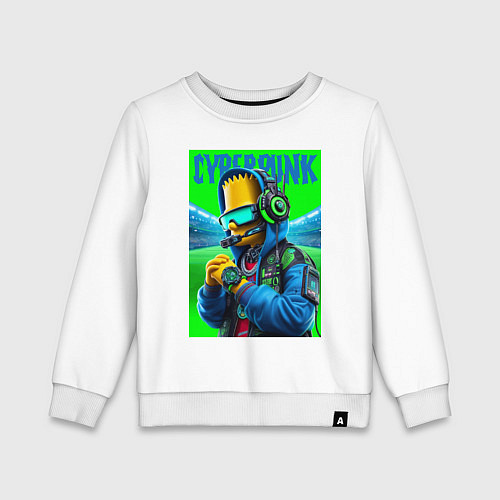 Детский свитшот Cyber Bart Simpson - ai art fantasy / Белый – фото 1