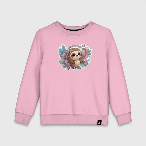 Детский свитшот Маленький ленивец / Светло-розовый – фото 1