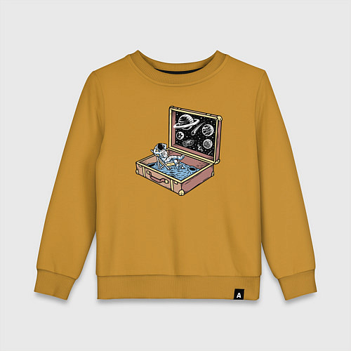 Детский свитшот Космос в чемодане / Горчичный – фото 1