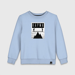 Свитшот хлопковый детский Карма никого не пощадит, цвет: мягкое небо