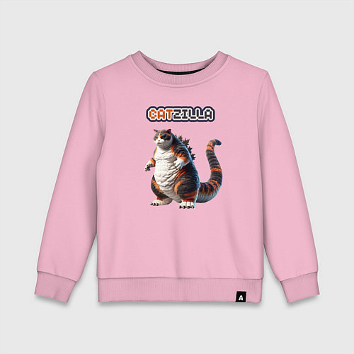 Детский свитшот Big catzilla / Светло-розовый – фото 1