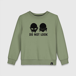 Свитшот хлопковый детский Черный пришелец - do not look, цвет: авокадо