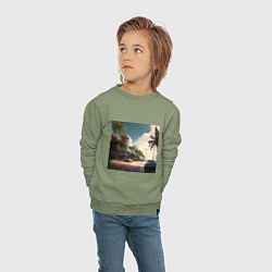 Свитшот хлопковый детский Солнечный Майами, цвет: авокадо — фото 2