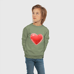 Свитшот хлопковый детский Объемное сердце, цвет: авокадо — фото 2