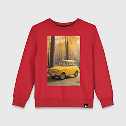 Свитшот хлопковый детский Желтый ретро автомобиль, цвет: красный
