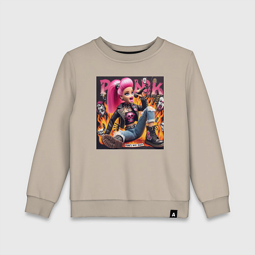 Детский свитшот Barbie singer - punks not dead / Миндальный – фото 1
