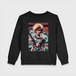 Свитшот хлопковый детский Punks not dead - Barbie ai art, цвет: черный