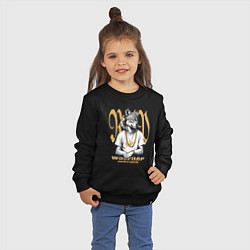 Свитшот хлопковый детский Волк репер в золотых наушниках, цвет: черный — фото 2