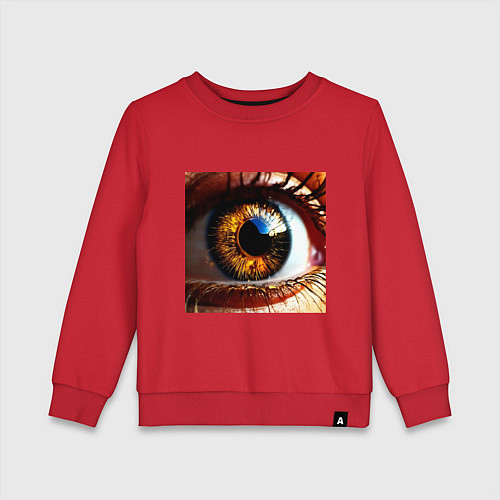 Детский свитшот Золотой карий глаз в стиле стимпанк / Красный – фото 1