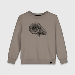 Свитшот хлопковый детский Профиль барана, цвет: утренний латте