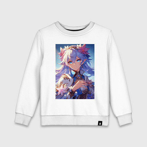 Детский свитшот Genshin Impact - ai art fantasy / Белый – фото 1
