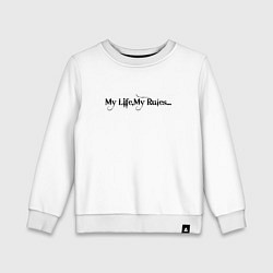 Свитшот хлопковый детский My life my rules, цвет: белый