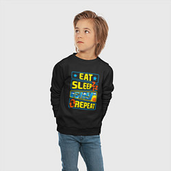 Свитшот хлопковый детский Eat sleep fly, цвет: черный — фото 2
