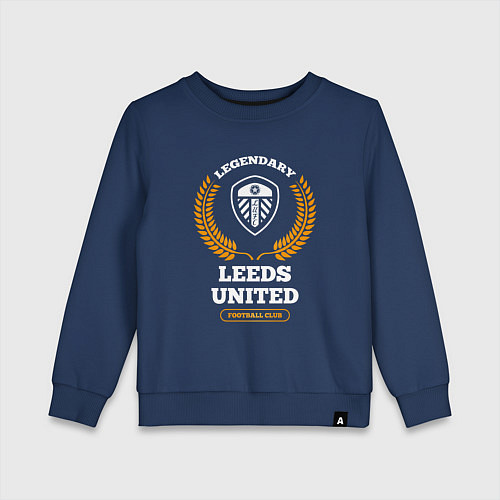 Детский свитшот Лого Leeds United и надпись legendary football clu / Тёмно-синий – фото 1