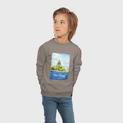 Свитшот хлопковый детский Акварель Исаакиевский Собор с надписью Питер - это, цвет: утренний латте — фото 2