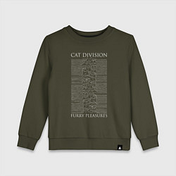 Свитшот хлопковый детский Cat division furry pleasures, цвет: хаки