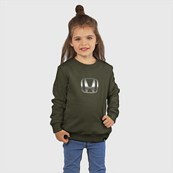 Свитшот хлопковый детский Honda logo auto grey, цвет: хаки — фото 2