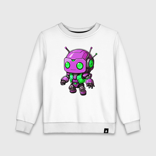 Детский свитшот Фиолетовый робот инопланетянин / Белый – фото 1