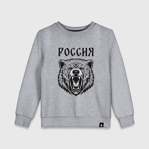 Детский свитшот Медведь Россия / Меланж – фото 1