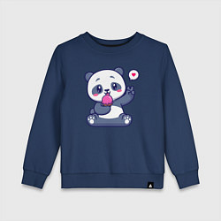 Свитшот хлопковый детский Ice cream panda, цвет: тёмно-синий