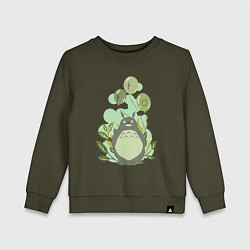 Свитшот хлопковый детский Green Totoro, цвет: хаки