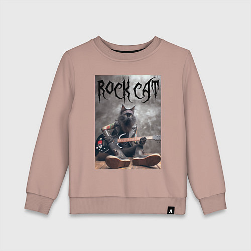 Детский свитшот Rock cat - ai art / Пыльно-розовый – фото 1