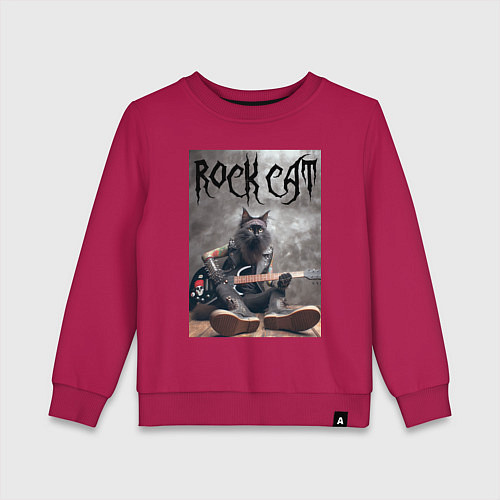 Детский свитшот Rock cat - ai art / Маджента – фото 1