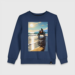 Свитшот хлопковый детский On the beach, цвет: тёмно-синий