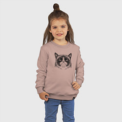 Свитшот хлопковый детский Grumpy cat мем, цвет: пыльно-розовый — фото 2