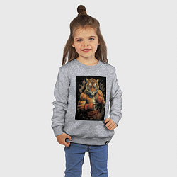 Свитшот хлопковый детский Муай Тай тигр, цвет: меланж — фото 2