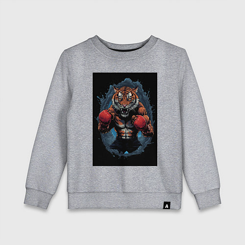 Детский свитшот Тигр тайский бокс / Меланж – фото 1