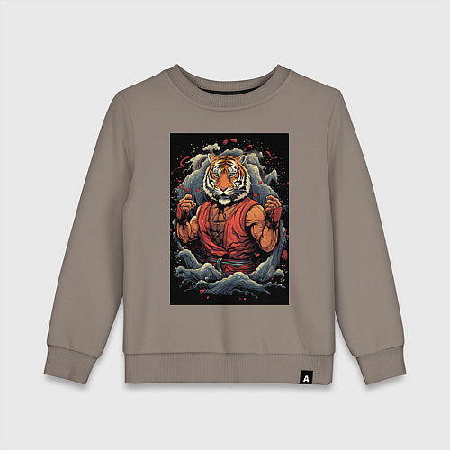 Детский свитшот Боевой тигр Муай Тай / Утренний латте – фото 1