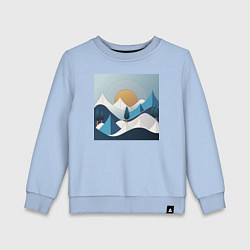 Свитшот хлопковый детский Горный пейзаж - абстракция с горами, цвет: мягкое небо