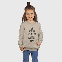 Свитшот хлопковый детский Keep calm and ninja on, цвет: миндальный — фото 2