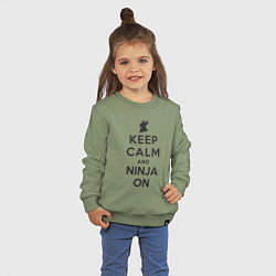 Свитшот хлопковый детский Keep calm and ninja on, цвет: авокадо — фото 2