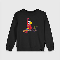 Свитшот хлопковый детский Красный попугайчик, цвет: черный