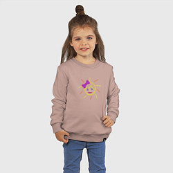 Свитшот хлопковый детский Лицо девочки с бантиком, цвет: пыльно-розовый — фото 2