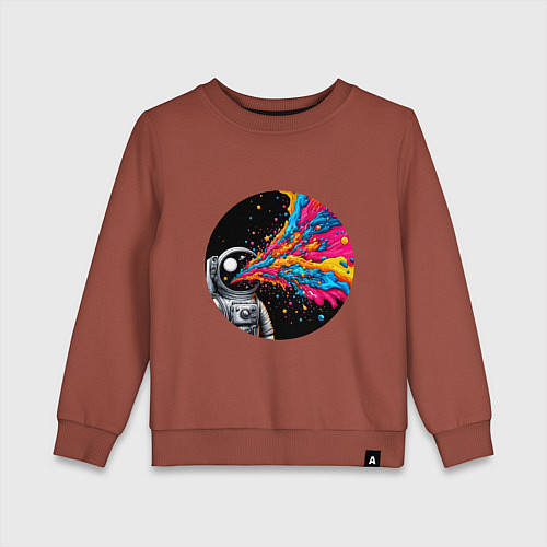 Детский свитшот Космонавт с разноцветными брызгами / Кирпичный – фото 1