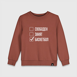 Свитшот хлопковый детский Свободен занят баскетбол, цвет: кирпичный