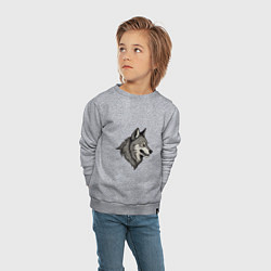 Свитшот хлопковый детский Рисунок волка, цвет: меланж — фото 2